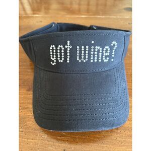 Bling “Got Wine” Black Visor: Clean And Unworn